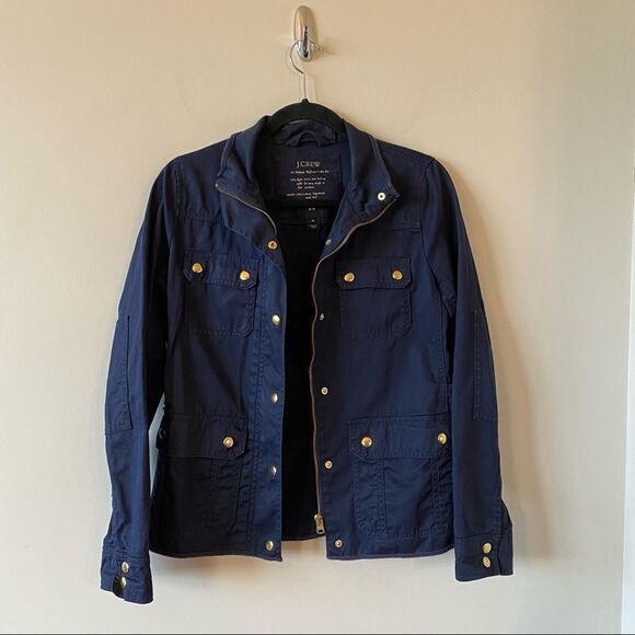 J Crew-Navy Lightweight Boyfriend Utility Jacket - Picture 2 of 13